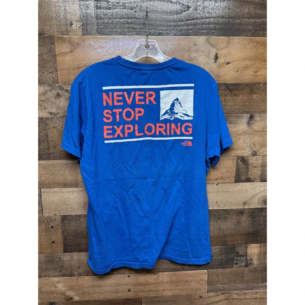The North Face Mens T Shirt‎ Blue Never Stop Exploring Graphic Size L